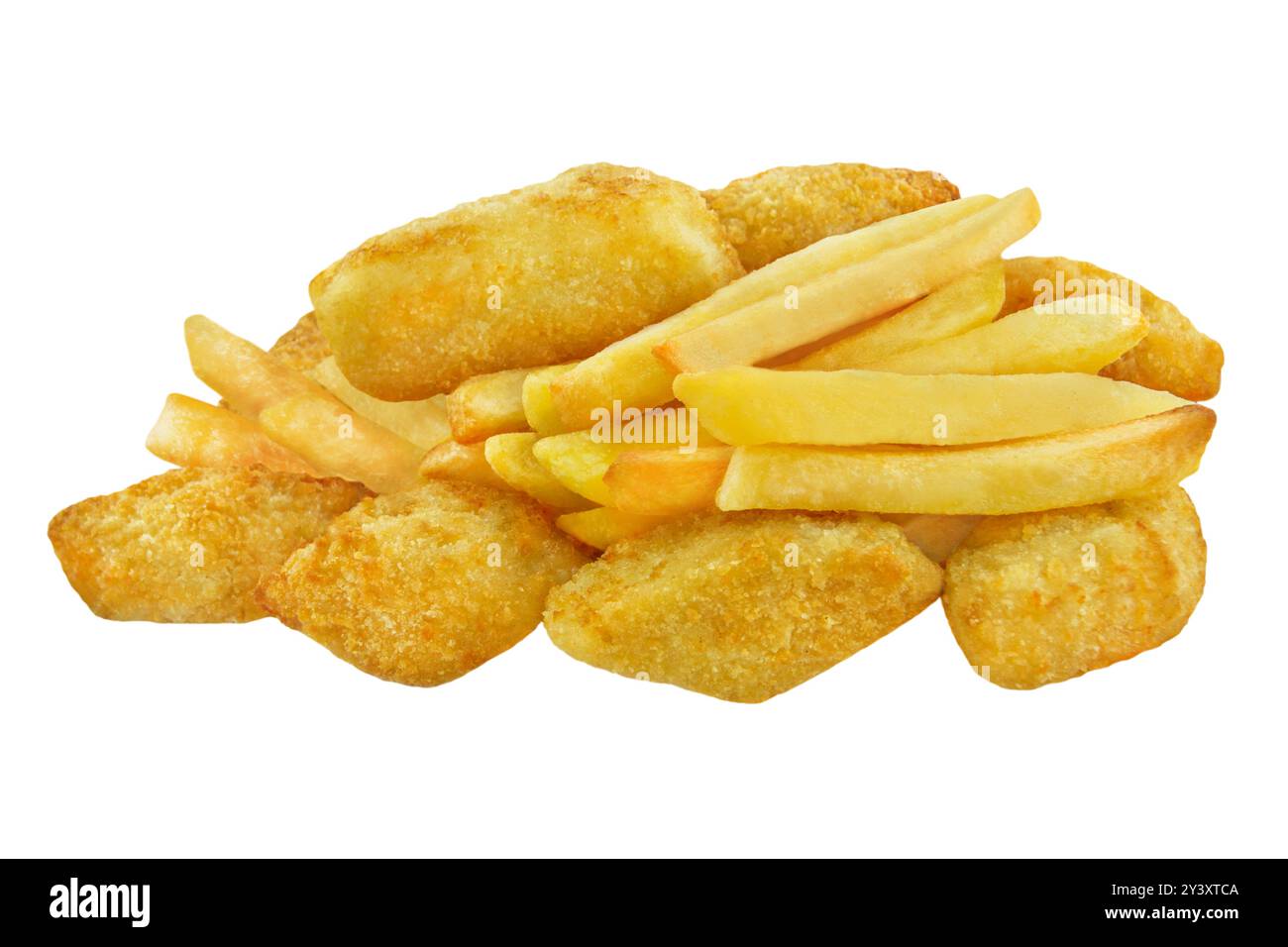 Fish and Chips isolati su sfondo bianco Foto Stock