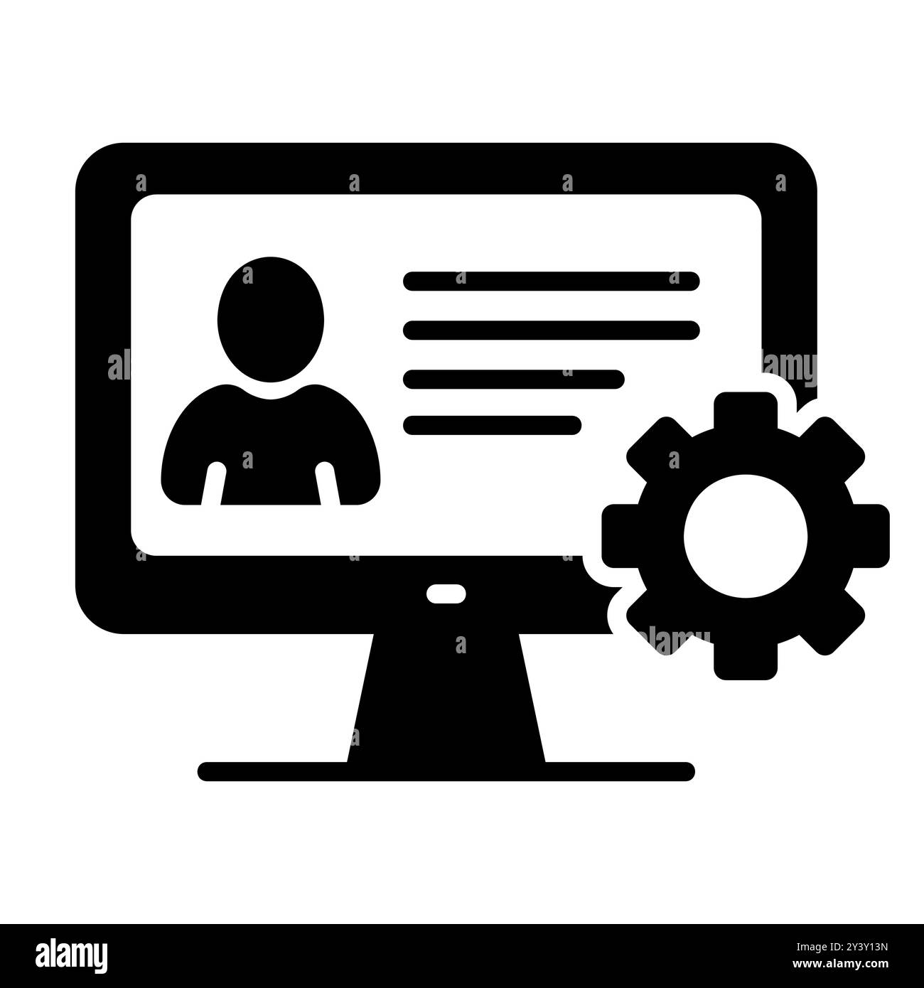 L'utente personalizza le impostazioni sull'icona del vettore del monitor. Personalizzazione dell'interfaccia utente, programmazione. Concetto di creazione, impostazione di pagine personali e riparazione. Illustrazione Vettoriale