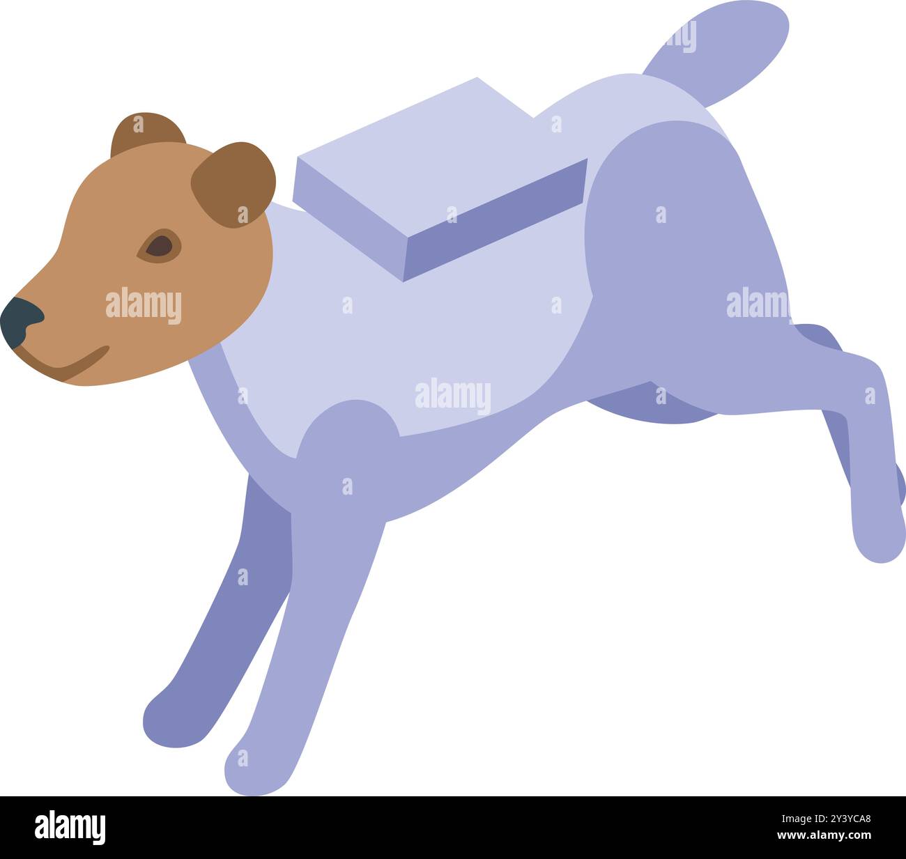 Fai correre il cane nello spazio e indossa una tuta speciale con attrezzatura sul retro Illustrazione Vettoriale Fai correre il cane nello spazio e indossa una tuta speciale con attrezzatura sul retro Illustrazione Vettoriale