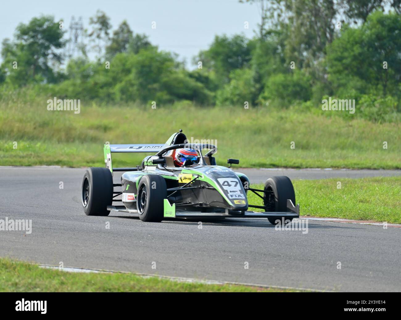 Chennai, INDIA. 15 settembre 2024. Aquil Alibhai di Hyderabad Black Birds si è classificato 1° nella gara 4 del terzo round del Campionato indiano F4 a Chennai, INDIA. Crediti: Ranjith Kumar/Alamy Live News. Foto Stock