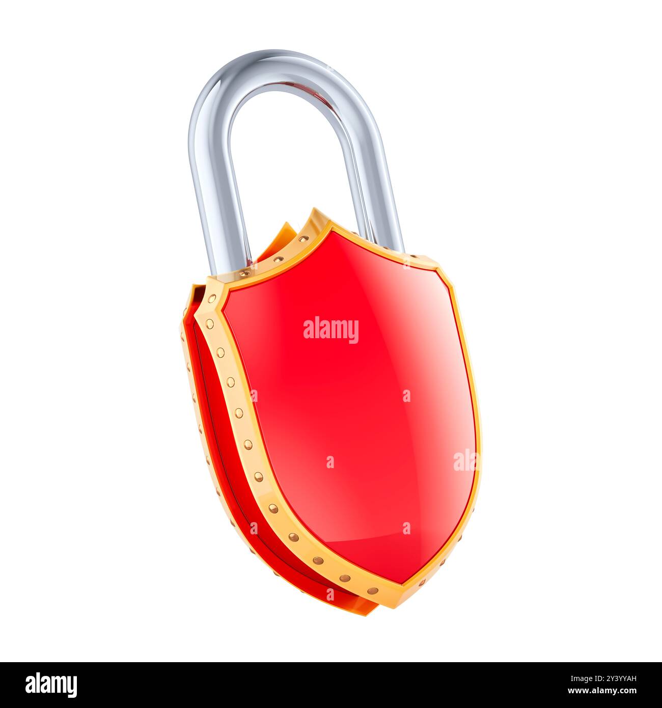 Lucchetto come protezione. Rendering 3D isolato su sfondo bianco Foto Stock