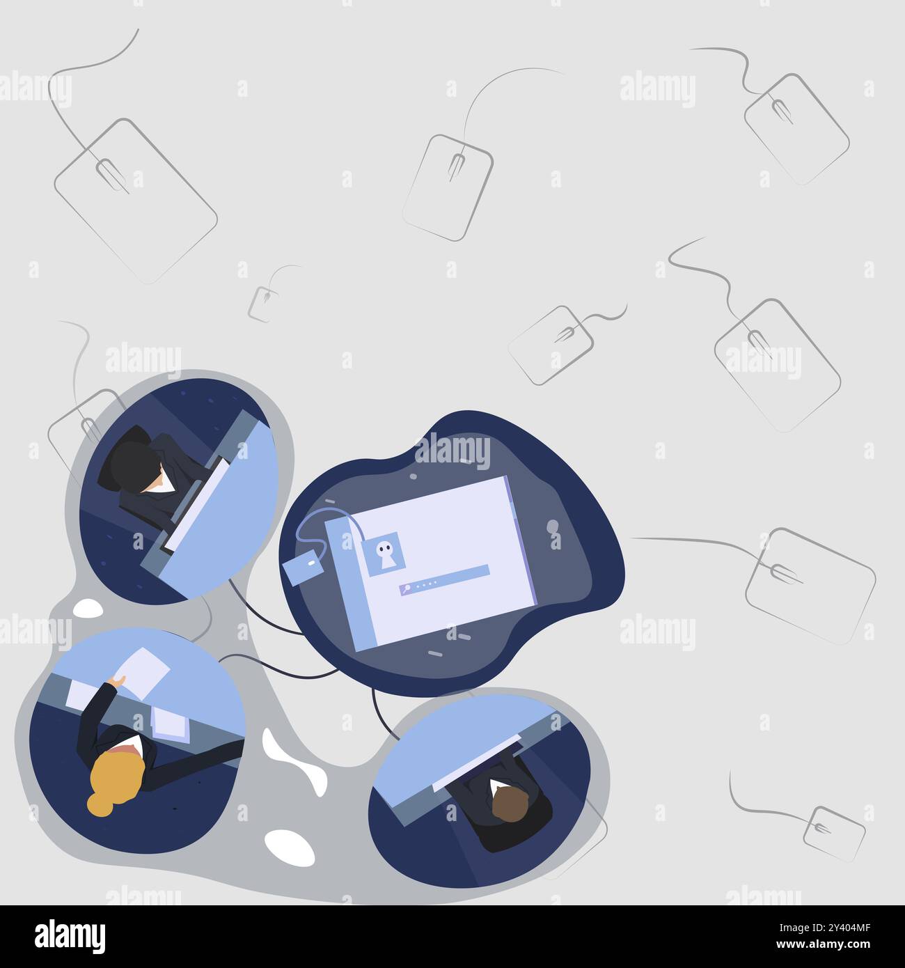 Colleghi che hanno una riunione in ufficio che condividono le idee che mostrano il nuovo piano di progetto Foto Stock