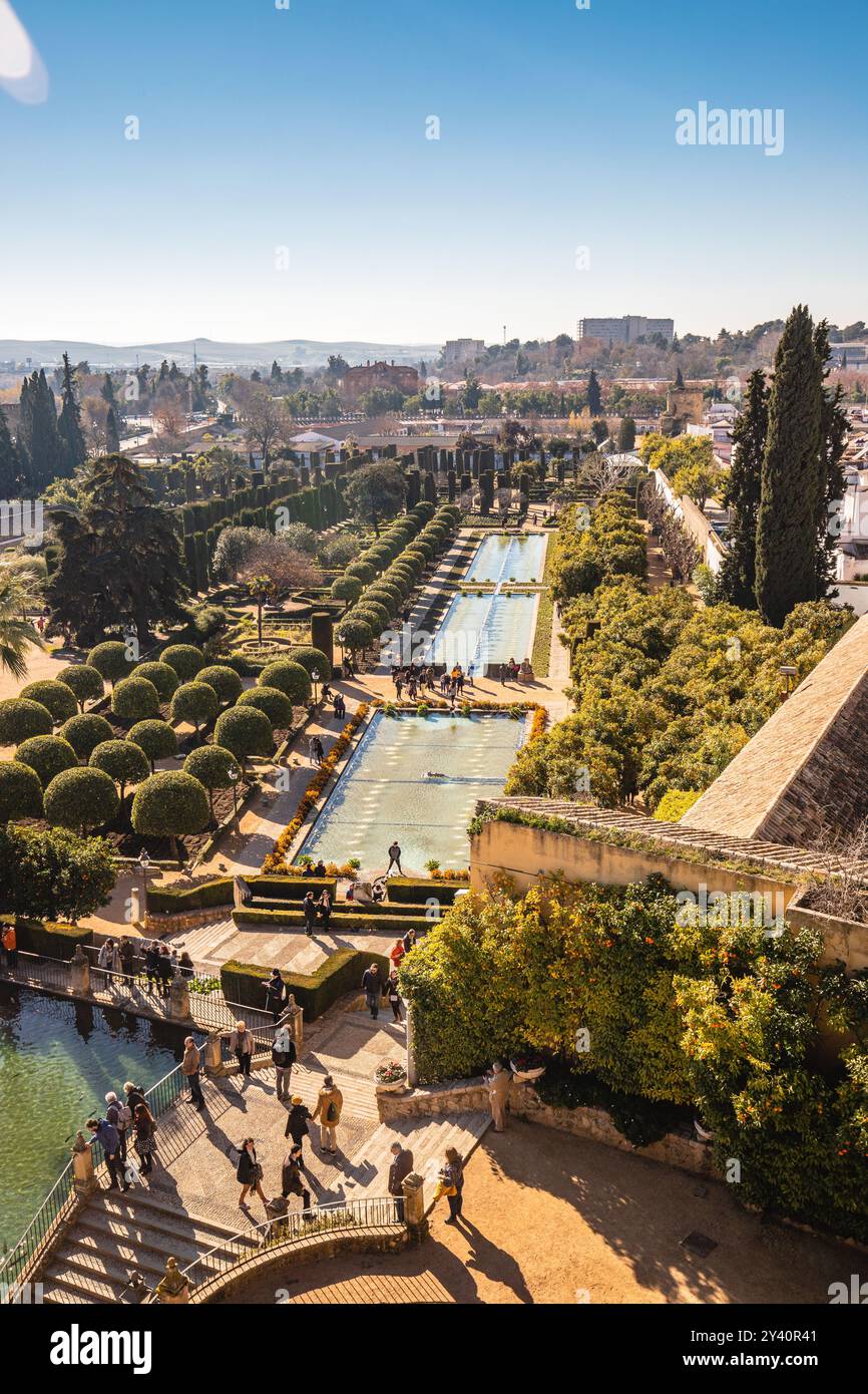 Giardini del Alcázar dei Re cristiani a Cordova, Spagna Foto Stock