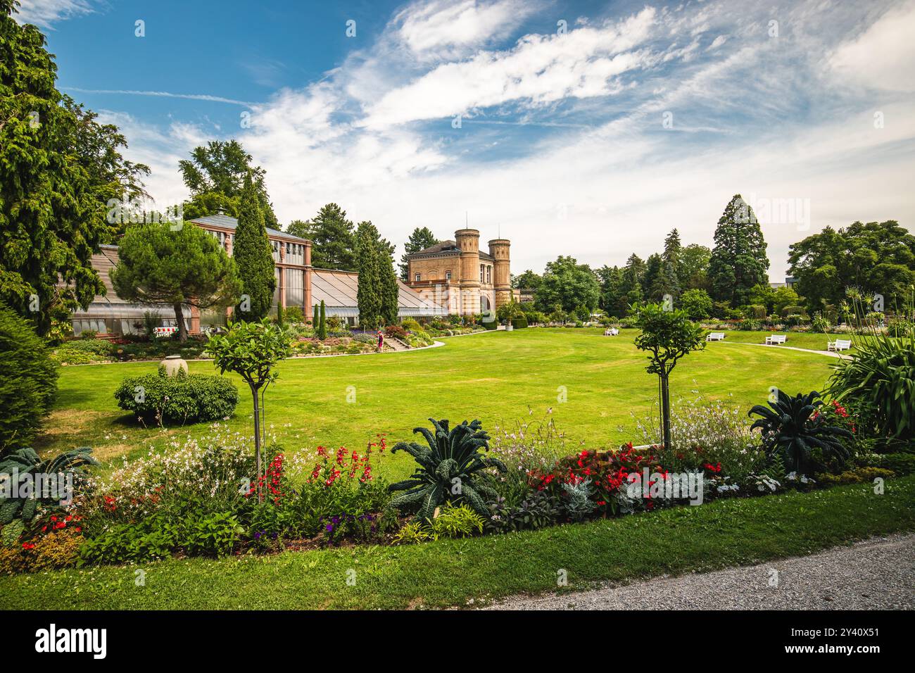 Giardino botanico di Karlsruhe in una giornata di sole in Germania Foto Stock