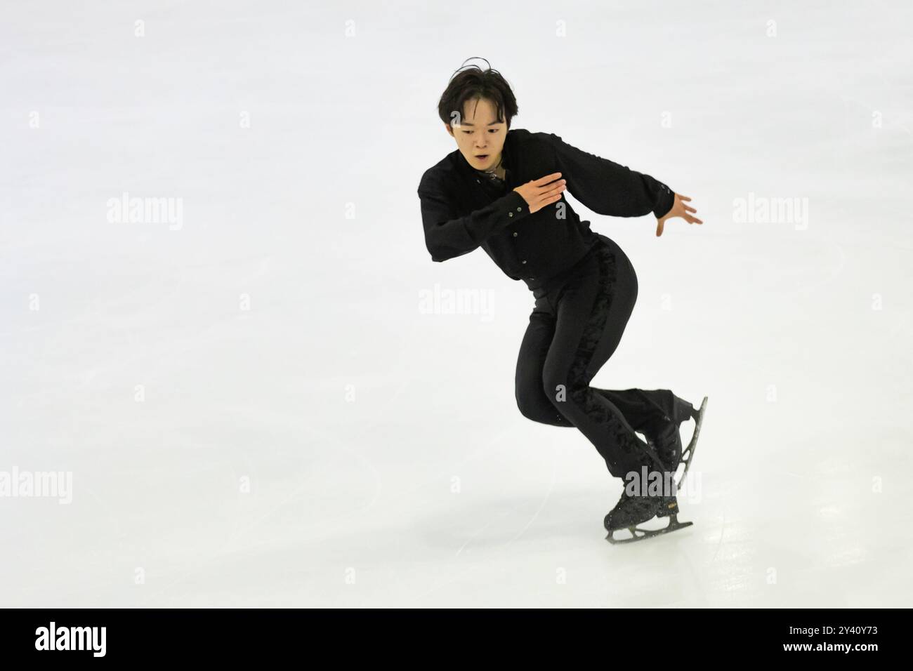 Yuma KAGIYAMA (JPN) durante il Free Skating maschile il 15 settembre 2024 presso IceLab Bergamo, Italia, durante il Challenger Series Lombardia Trophy, gara di pattinaggio su ghiaccio a Bergamo, Italia, 15 settembre 2024 Foto Stock