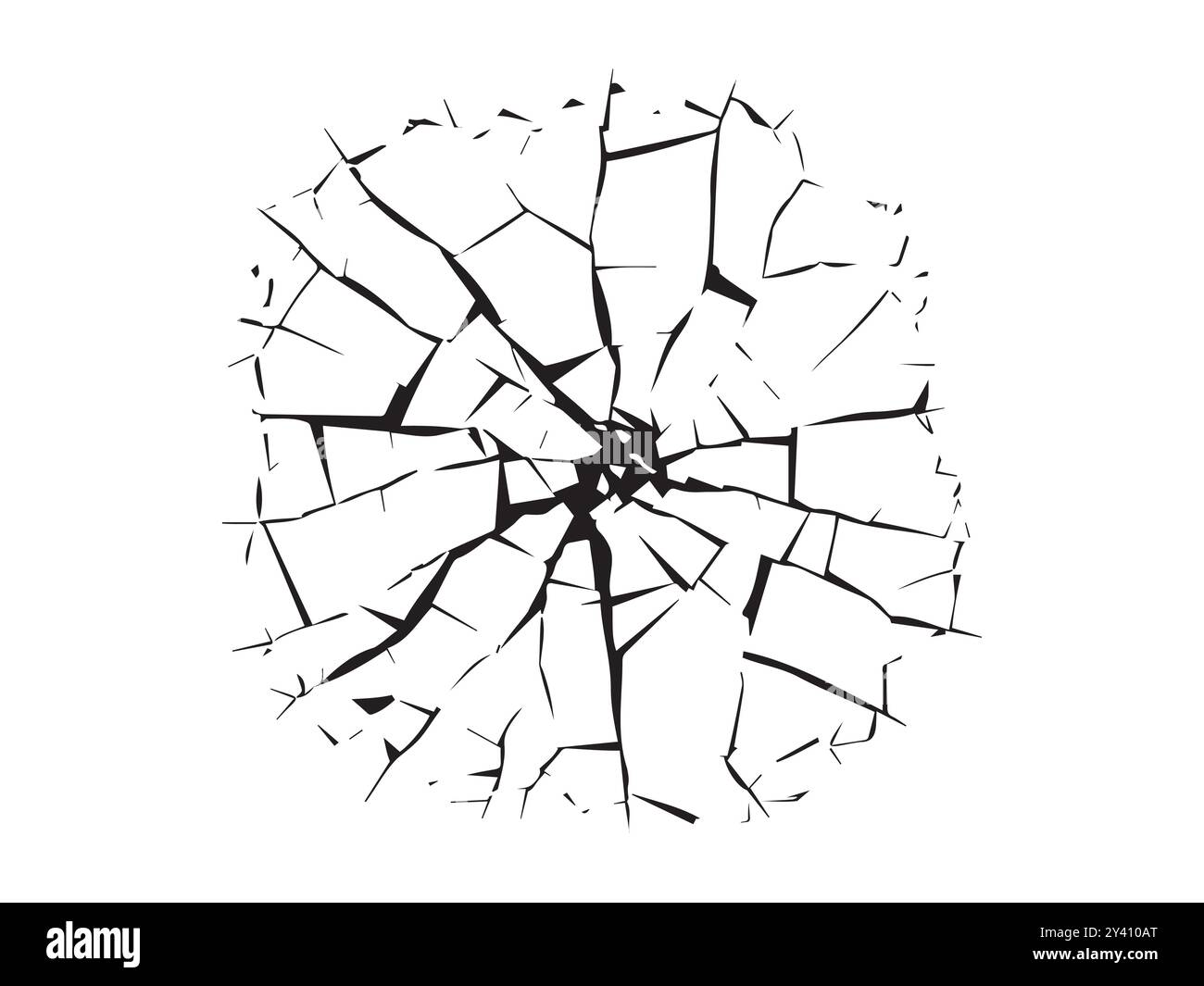 Silhouette nera di terra incrinata isolata su sfondo bianco. Concetto di illustrazione della siccità, terreno rotto, problemi ambientali, disordine naturale Illustrazione Vettoriale