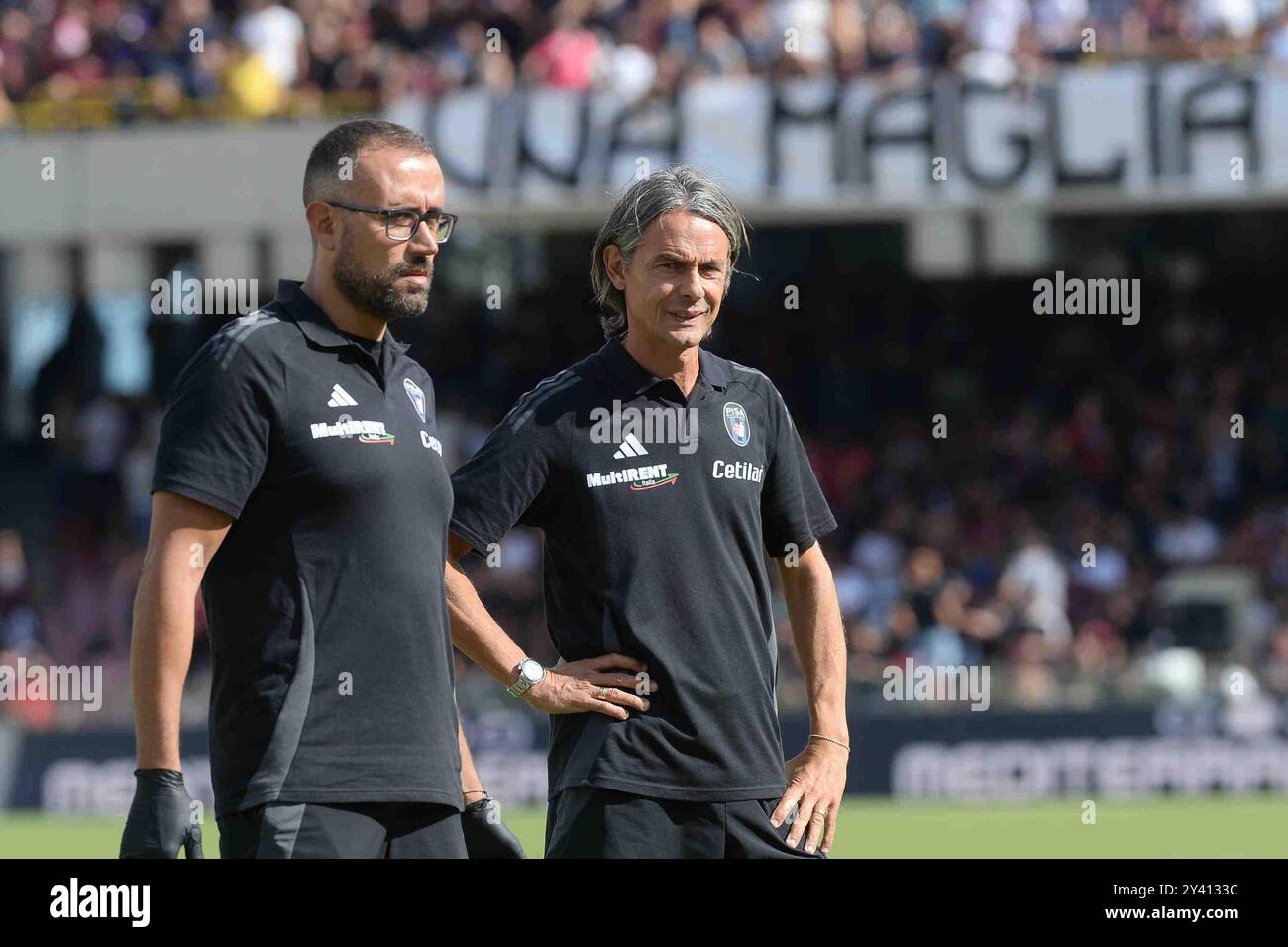 Salerno, Italia, 15 settembre ,2024 Filippo Inzaghi allenatore dell'AC Pisa gesti durante il calcio BKT tra US Salernitana 1919 vs AC Pisa calcio :Agostino Gemito/ Alamy Live News Foto Stock