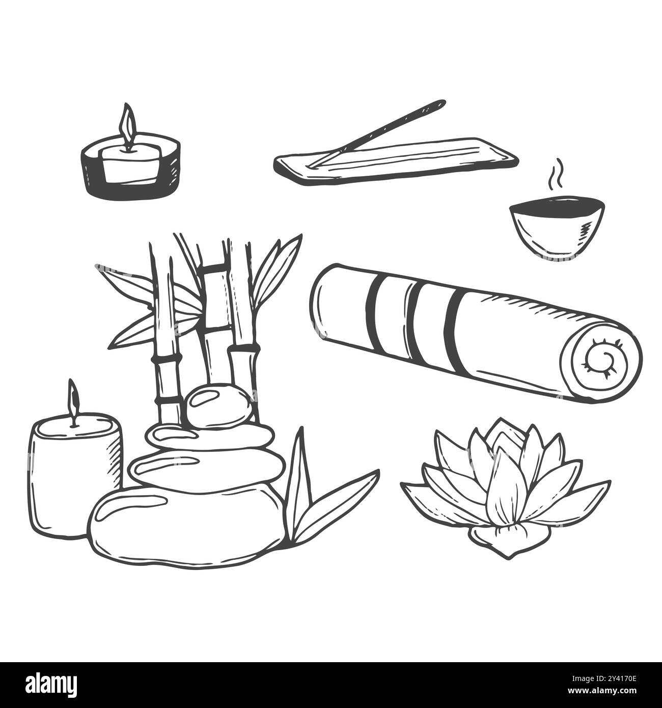 Set vettoriale con icone spa su sfondo bianco in vettoriale Illustrazione Vettoriale