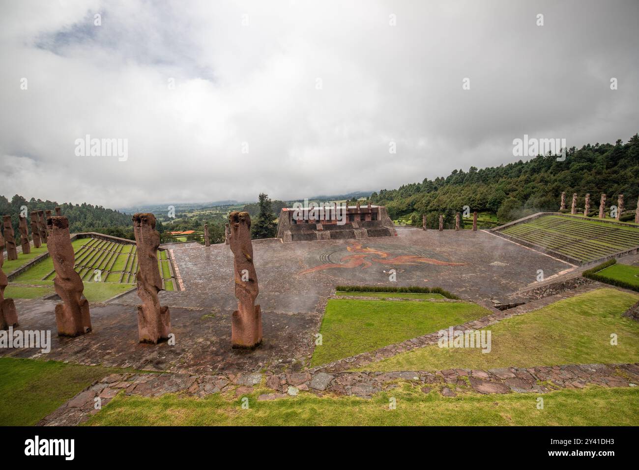 Otomí Ceremonial Center, complesso monumentale pieno di sculture in Messico Foto Stock