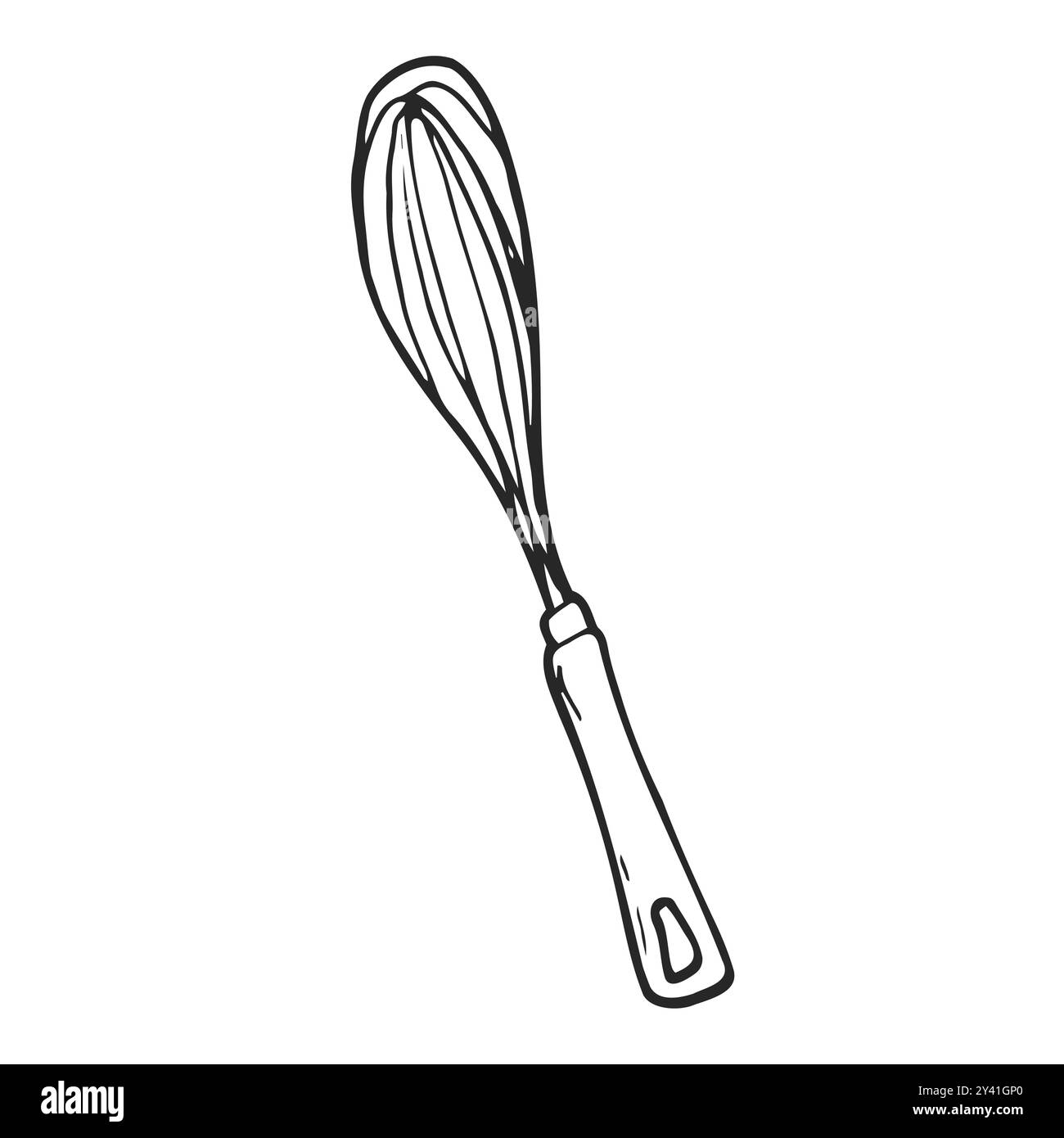 Icona della frusta metallica Doodle nel vettore. Icona della frusta di filo trafilato a mano Illustrazione Vettoriale