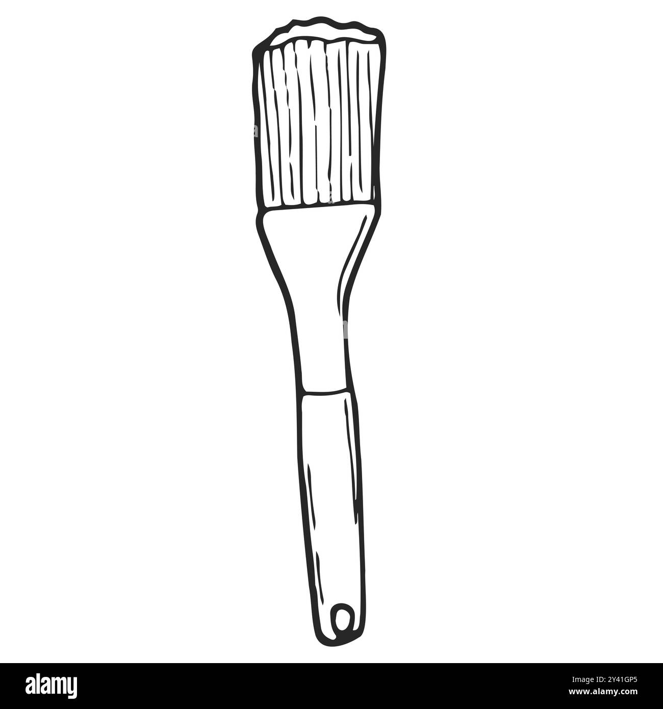 Spazzola per cottura in silicone. Stile Doodle. Utensili da cucina. Elemento di design per la decorazione di menu, ricette e confezionamento di alimenti. Imbutita e isolata a mano su wh Illustrazione Vettoriale