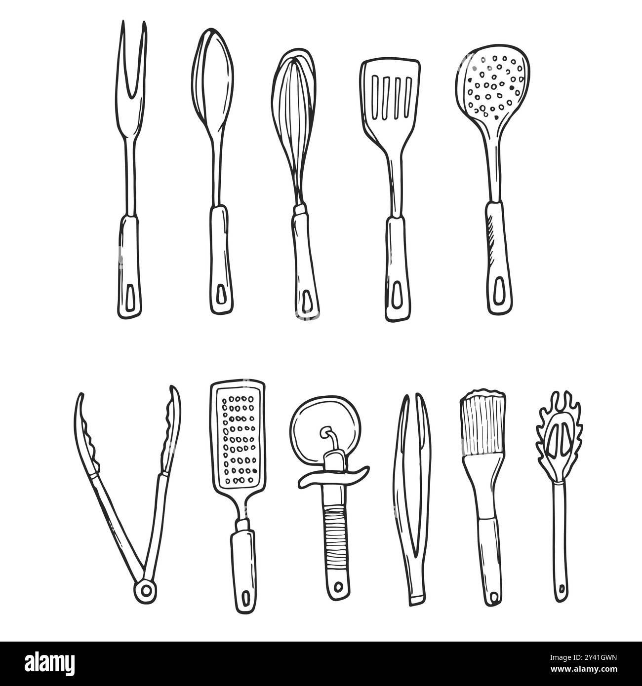 sagoma di utensili da cucina, forchetta per coltelli a cucchiaio Illustrazione Vettoriale