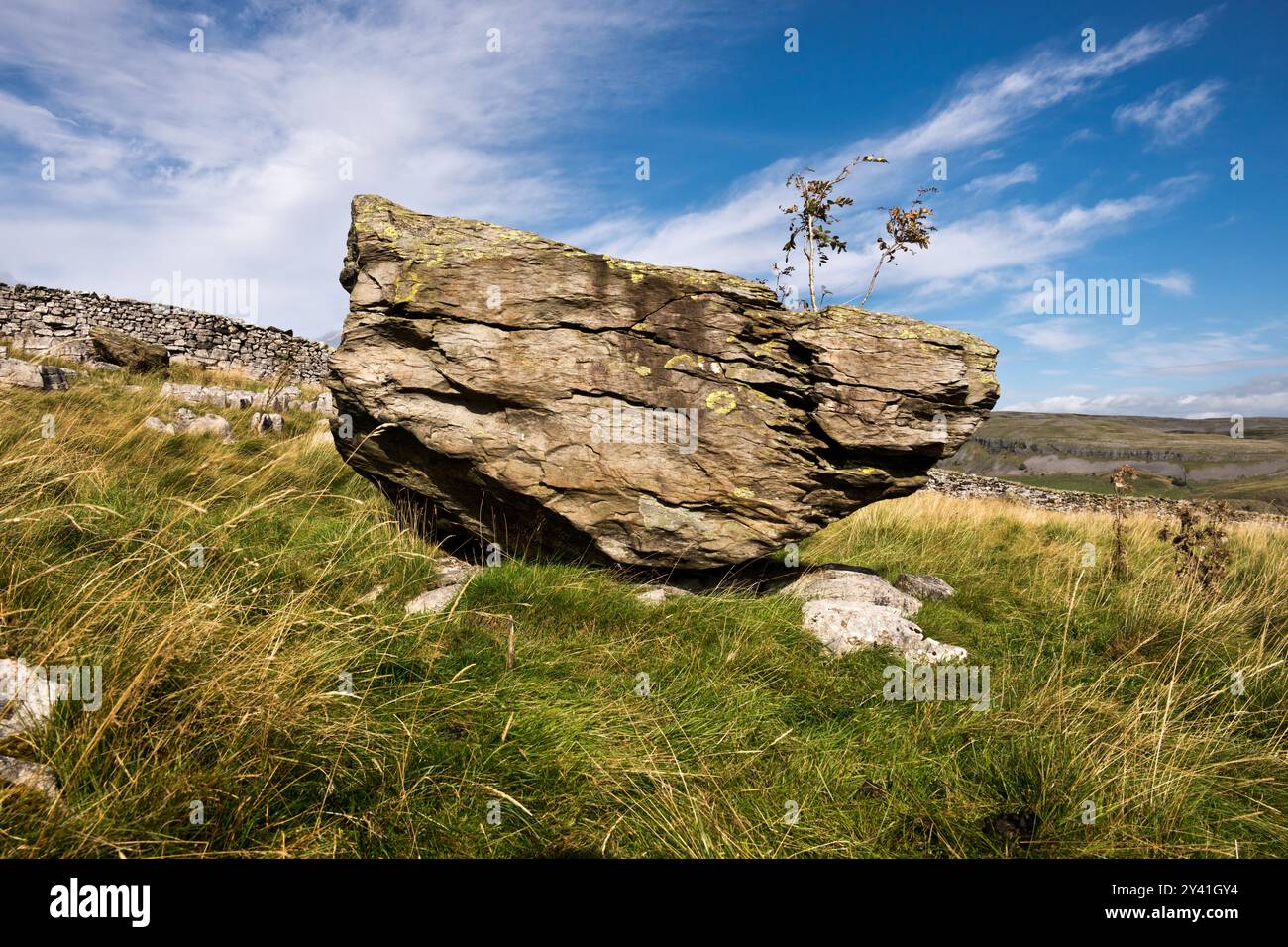 Le pietre erratiche glaciali del Norber, Austwick, Yorkshire Dales National Park, Regno Unito Foto Stock