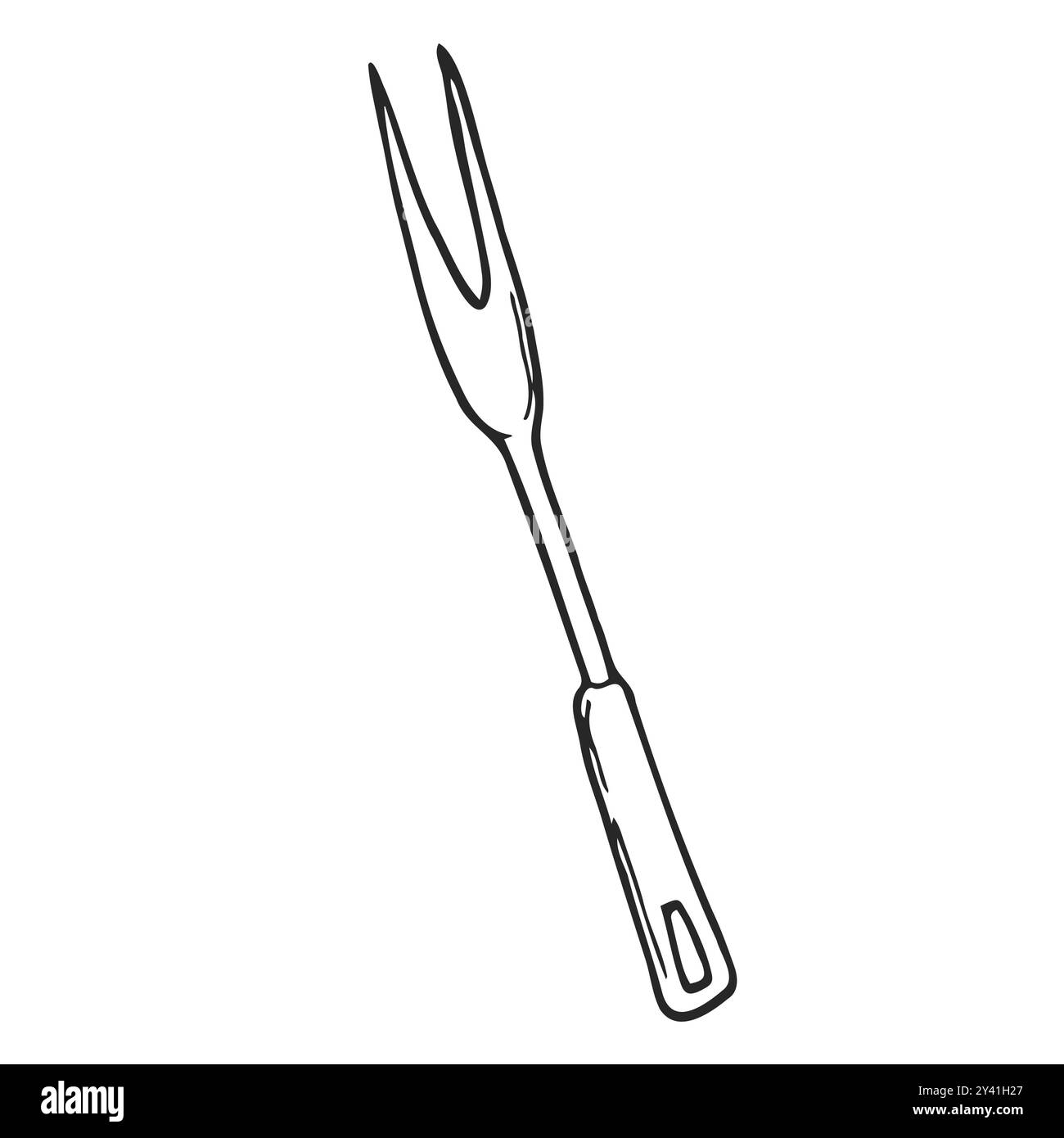 forchetta di carne per barbecue, disegnata a mano Illustrazione Vettoriale