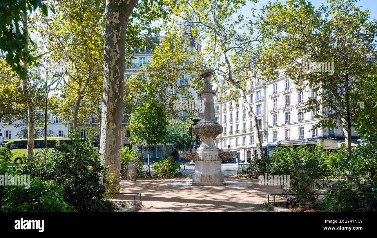 Parigi, Francia, Place Pasdeloup o Square de la Place Pasdeloup nell'11° arrondissement di Parigi, solo editoriale. Foto Stock