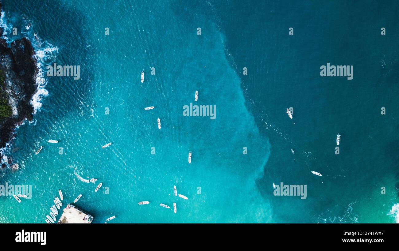 Vista aerea di Puerto Angel, una città messicana situata nello stato di Oaxaca, Messico Foto Stock