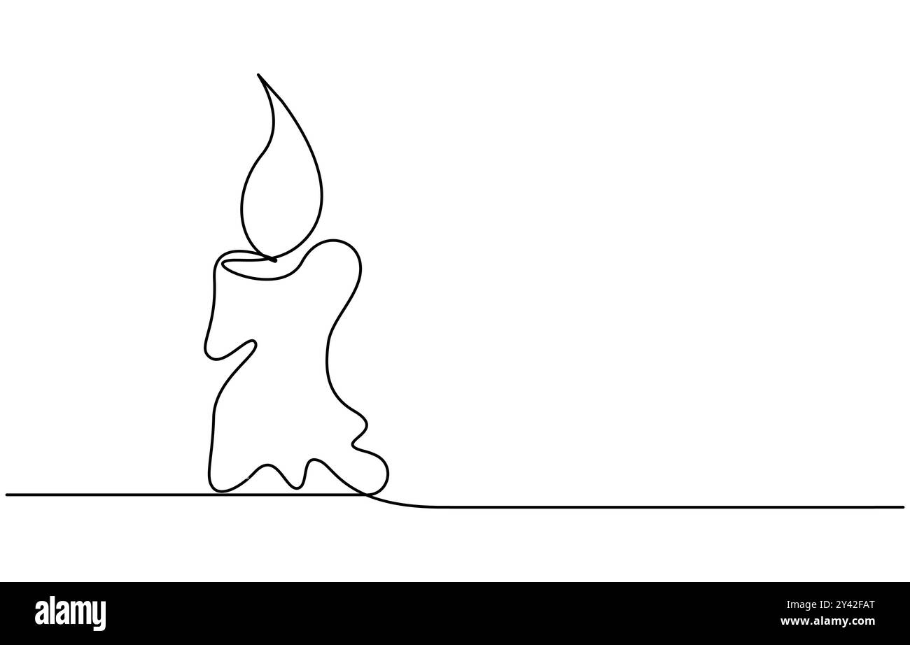 Disegno continuo a una linea di combustione delle candele. Illustrazione vettoriale isolata su bianco Illustrazione Vettoriale