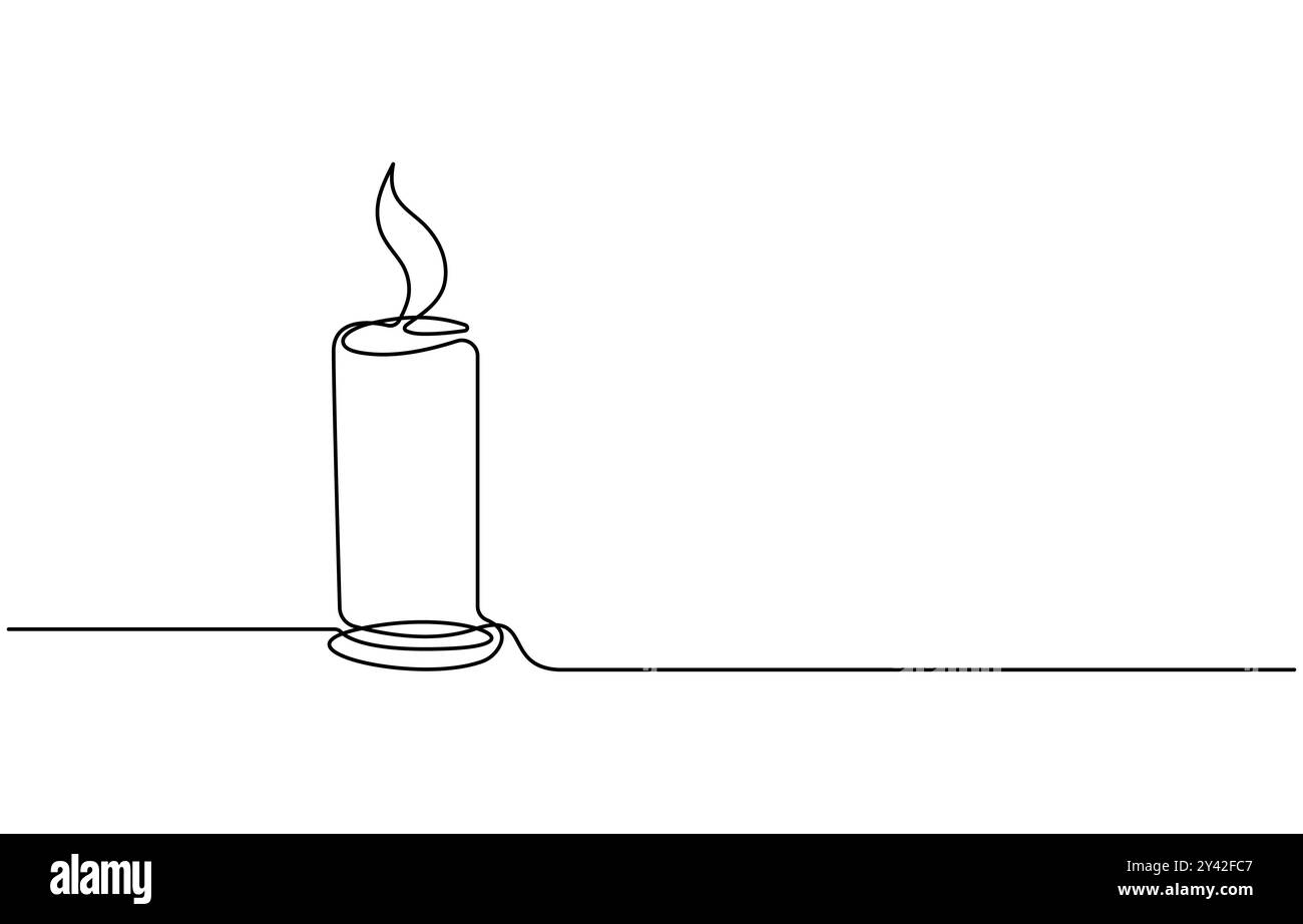 Disegno continuo a una linea di combustione delle candele. Illustrazione vettoriale isolata su bianco Illustrazione Vettoriale