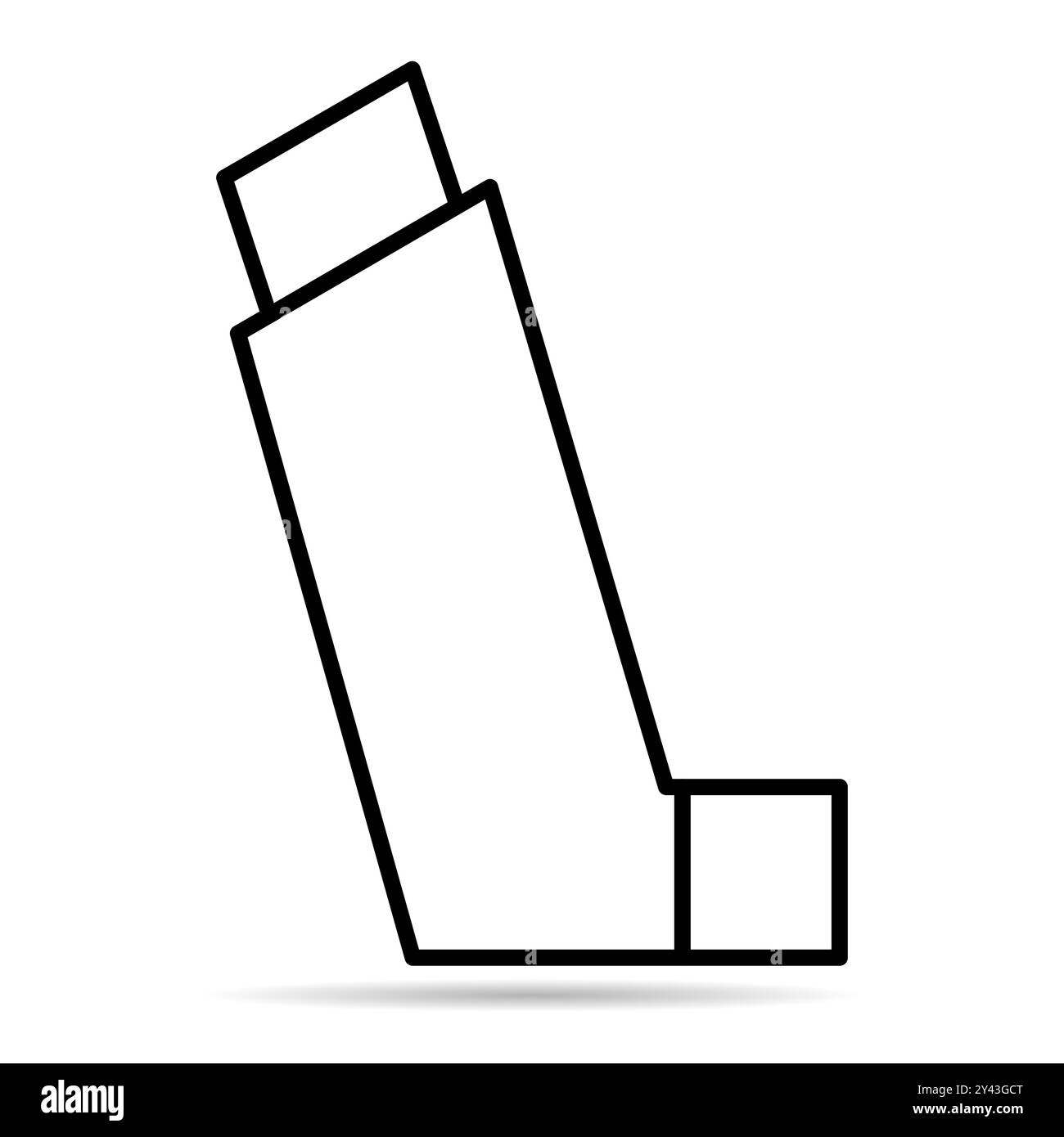 Icona ombra design inalatore asma, segno sanitario medicina, illustrazione vettoriale grafica . Illustrazione Vettoriale