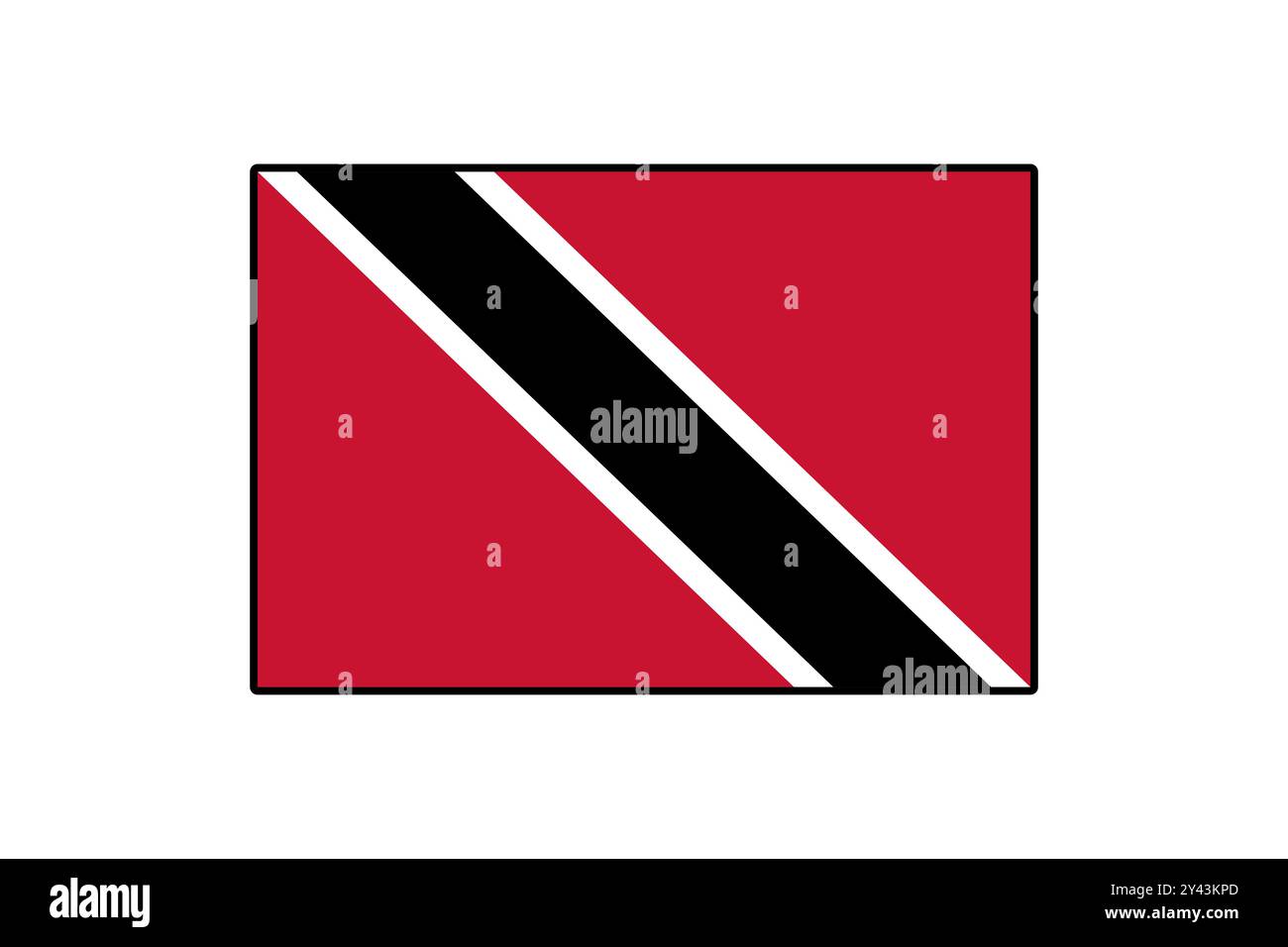 La vibrante bandiera di Trinidad e Tobago mostra colori audaci di rosso, nero e bianco, a simboleggiare la ricca cultura e il patrimonio culturale di questa nazione caraibica. Illustrazione Vettoriale