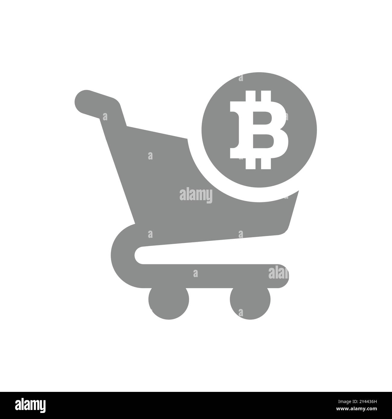 Carrello e vettore bitcoin. Icona shopping in bitcoin. Illustrazione Vettoriale