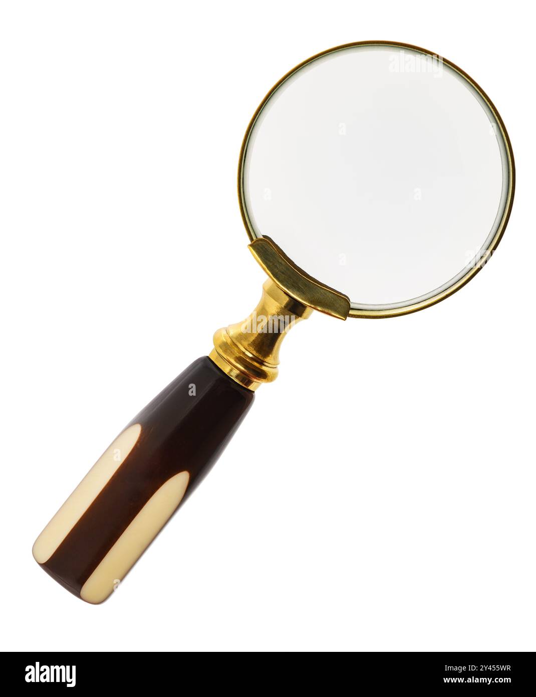 Vintage lente di ingrandimento isolati su sfondo bianco Foto Stock