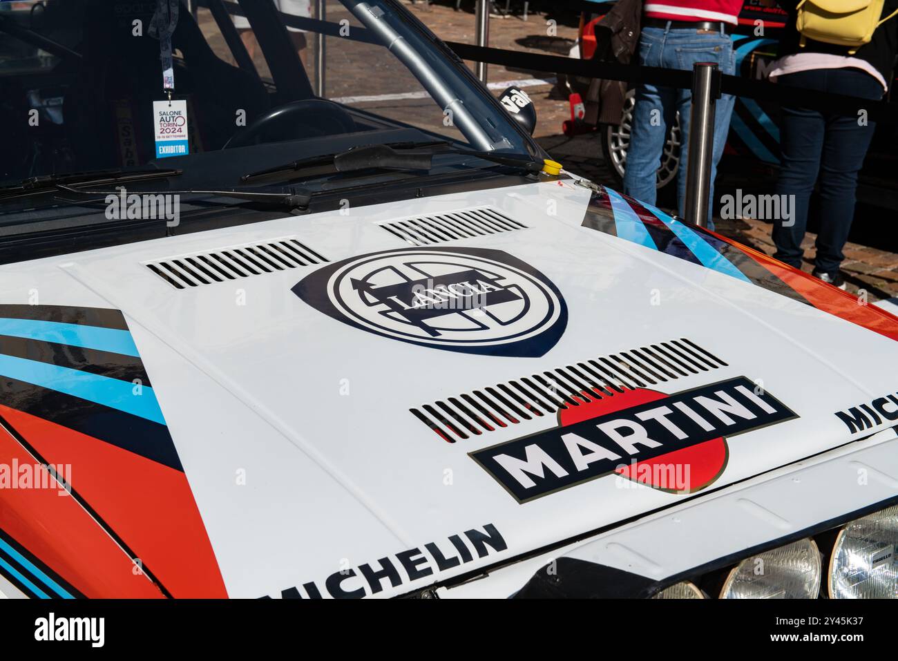 Logo Lancia Delta integrale è un'icona nel mondo del rally, ha vinto molte gare, rappresenta un capolavoro di ingegneria e design italiano. torino, it Foto Stock