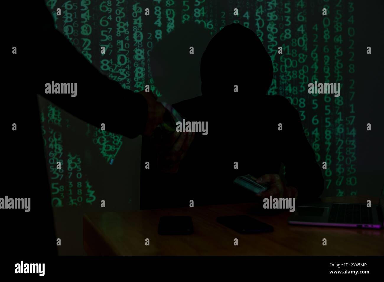 Attacchi di cyber hacker, concetto di Cybersecurity. Foto Stock