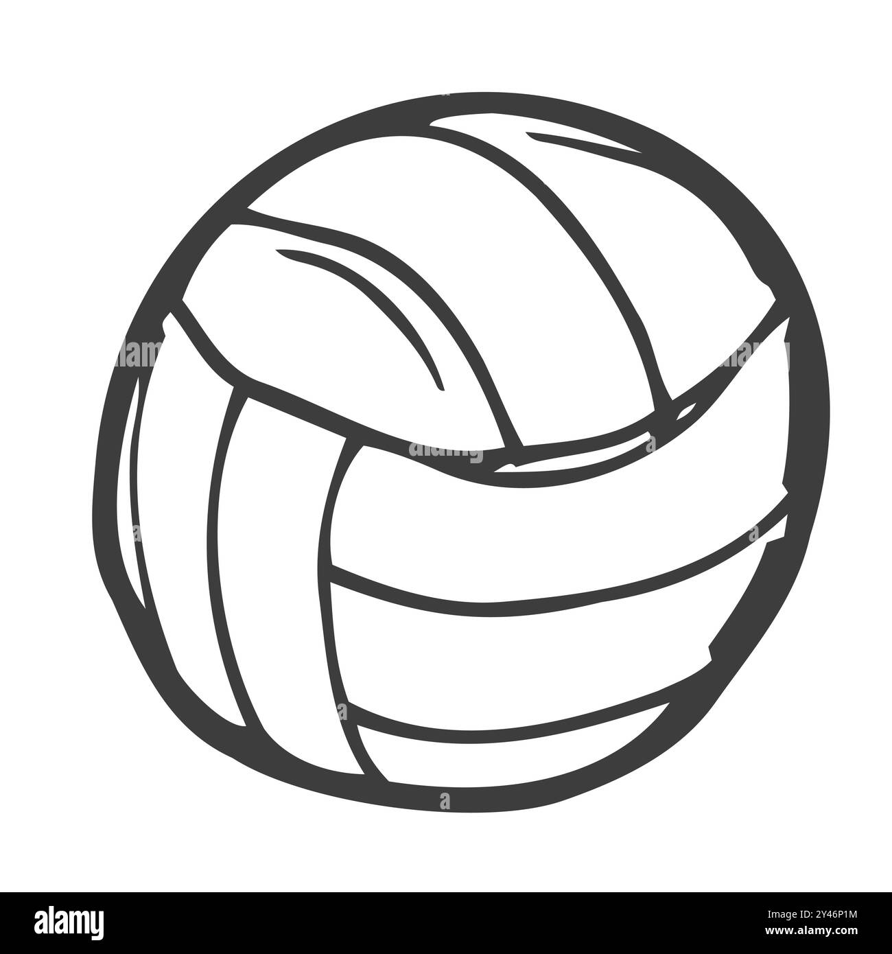Pallavolo Vector Single Black Pencil Sketch Illustrazione Vettoriale