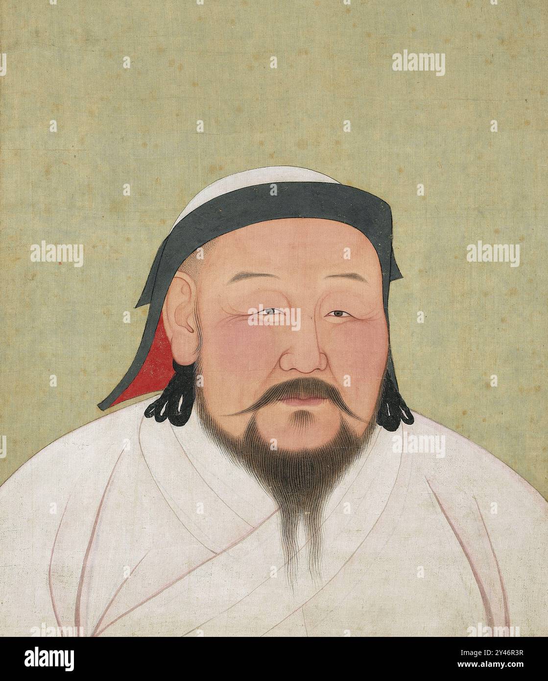 Kublai Khan (c.1215-1294), ritratto del quinto Khagan (Gran Khan) dell'Impero Mongolo, vernice e inchiostro su seta, 1294 Foto Stock