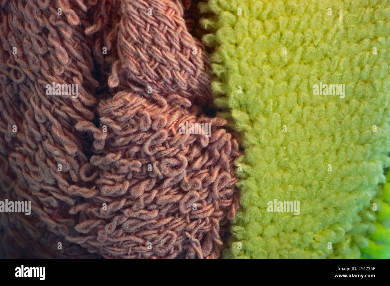 Macrofotografia di tessuti colorati attraverso il vetro. Sfondo. Foto Stock