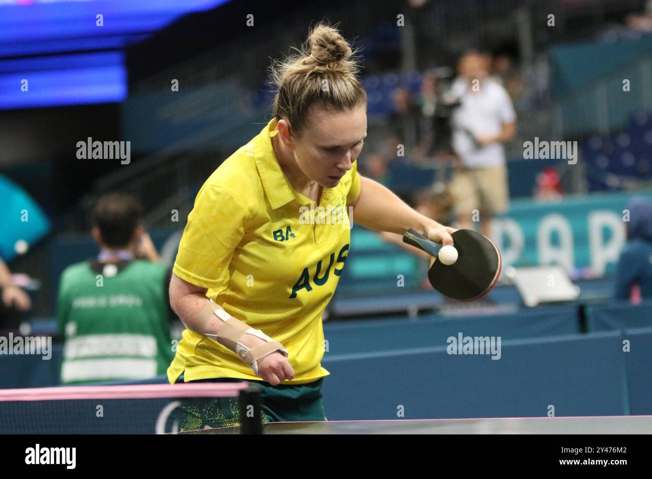 Melissa Tapper dell'Australia nel Para Ping-tavolo - Singles donna - WS10 alle partite Paralimpiche 2024 a Parigi, Francia Foto Stock