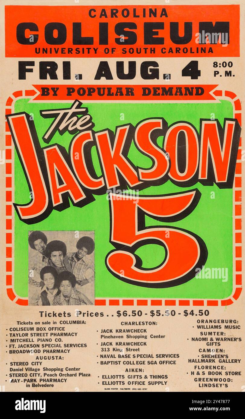Poster concerto Jackson 5 Carolina Coliseum (1972) Foto Stock