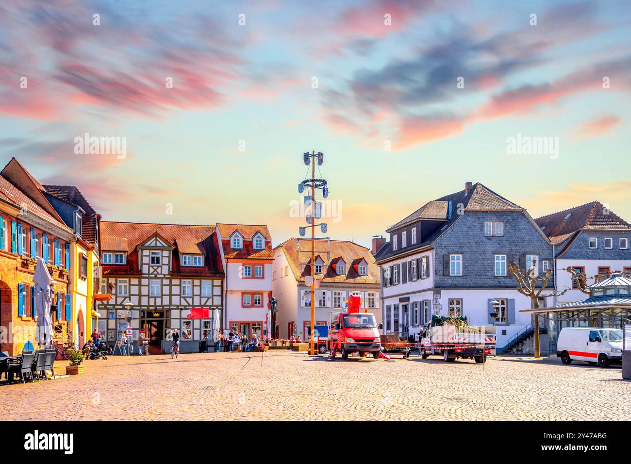 Città vecchia di Dieburg, Germania Foto Stock