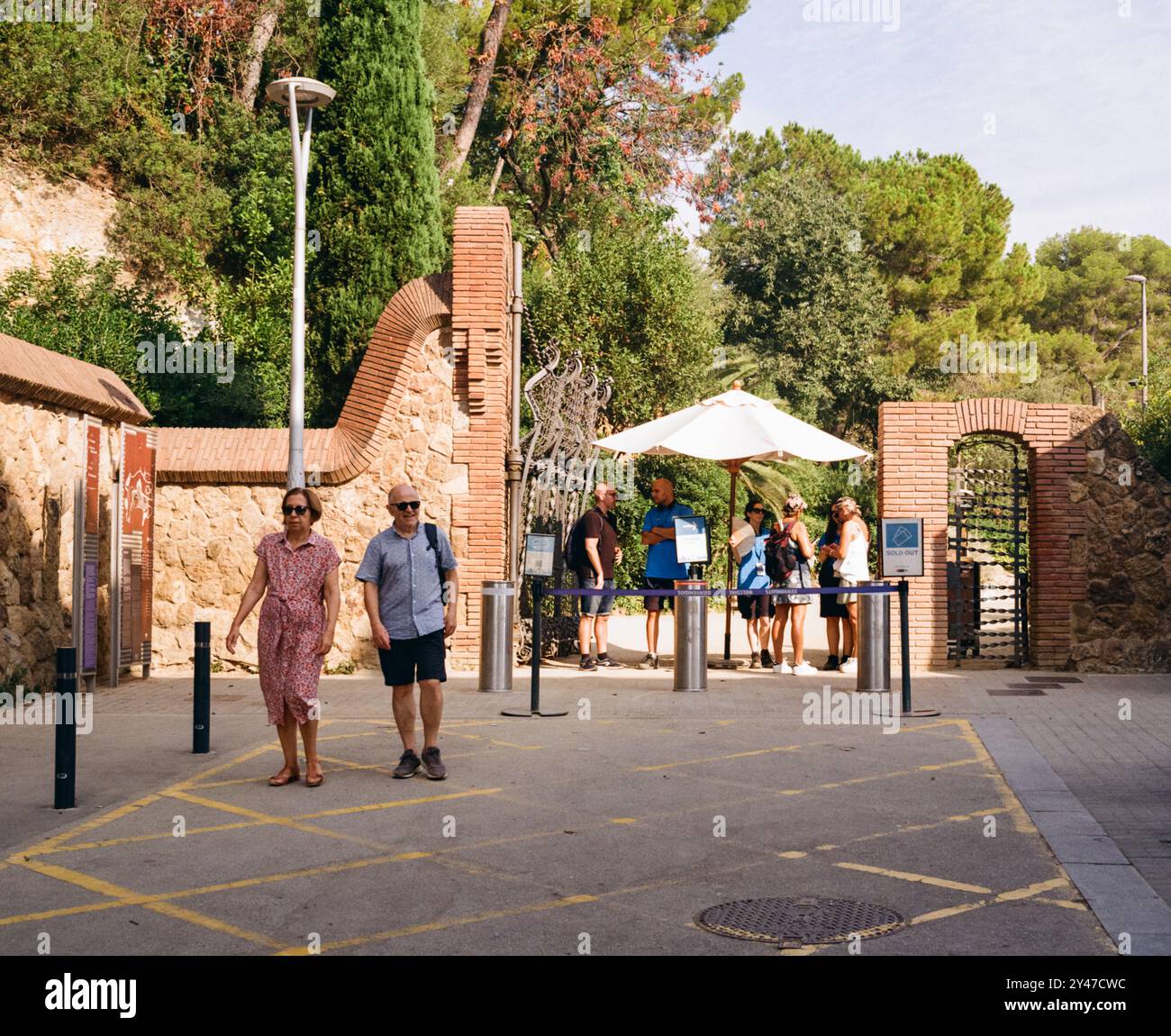 Ingresso al Parco Güell, Barcellona, Catalogna, Spagna, Europa. Foto Stock