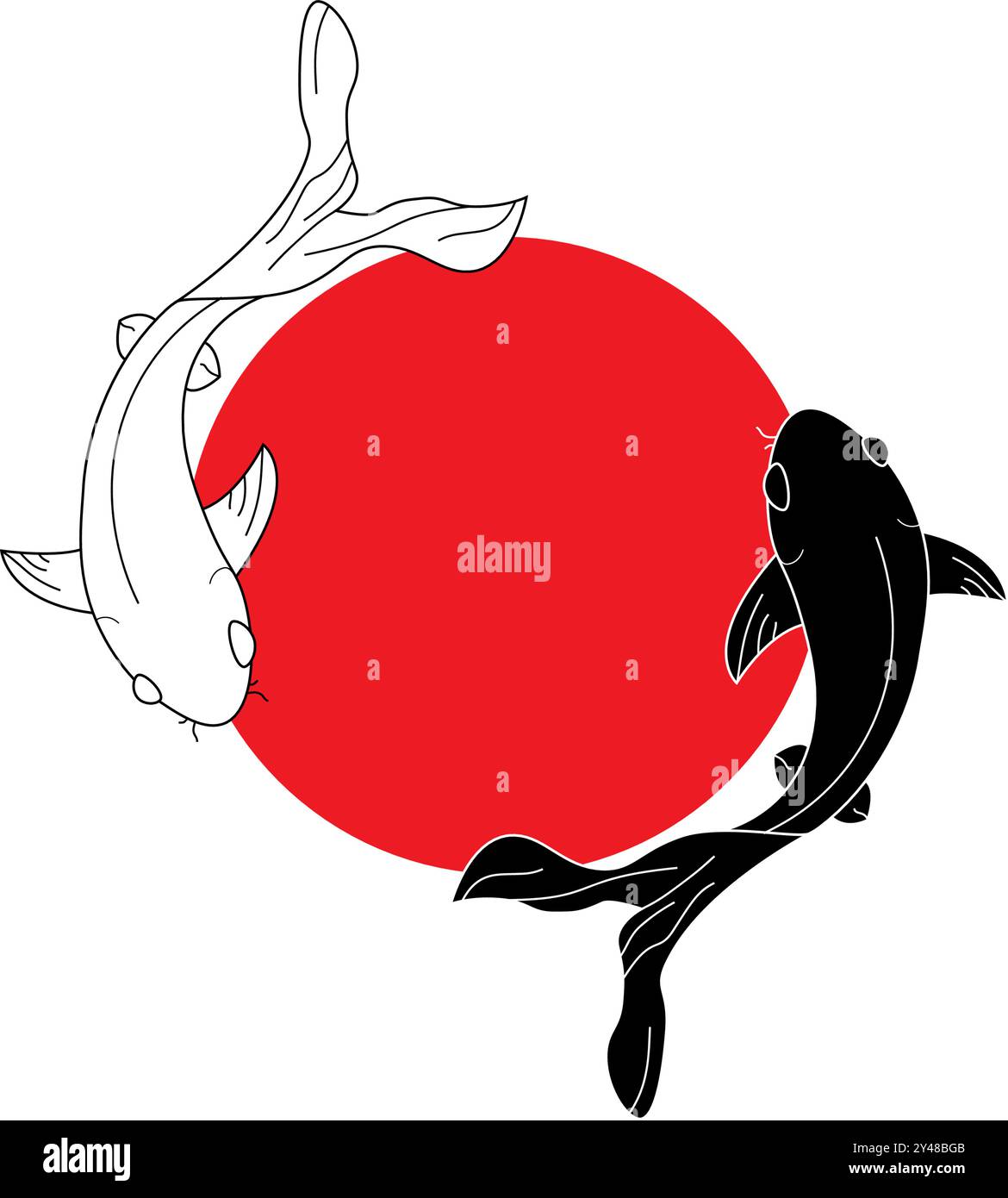 Logo Fish koi e immagine vettoriale del simbolo Illustrazione Vettoriale