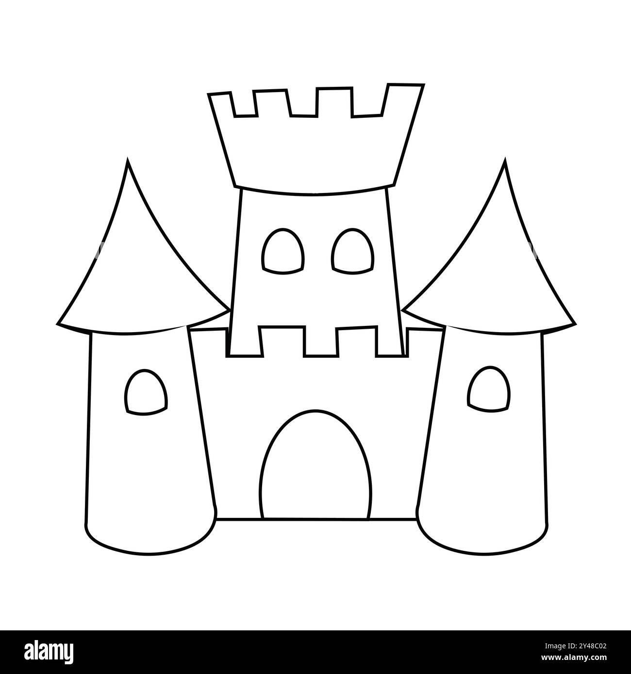 Castello di sabbia sulla spiaggia Happy Children hobby edificio illustrazione vettoriale su sfondo bianco, Sand Castle illustrazione vettoriale. Casa di sabbia. Illustrazione Vettoriale