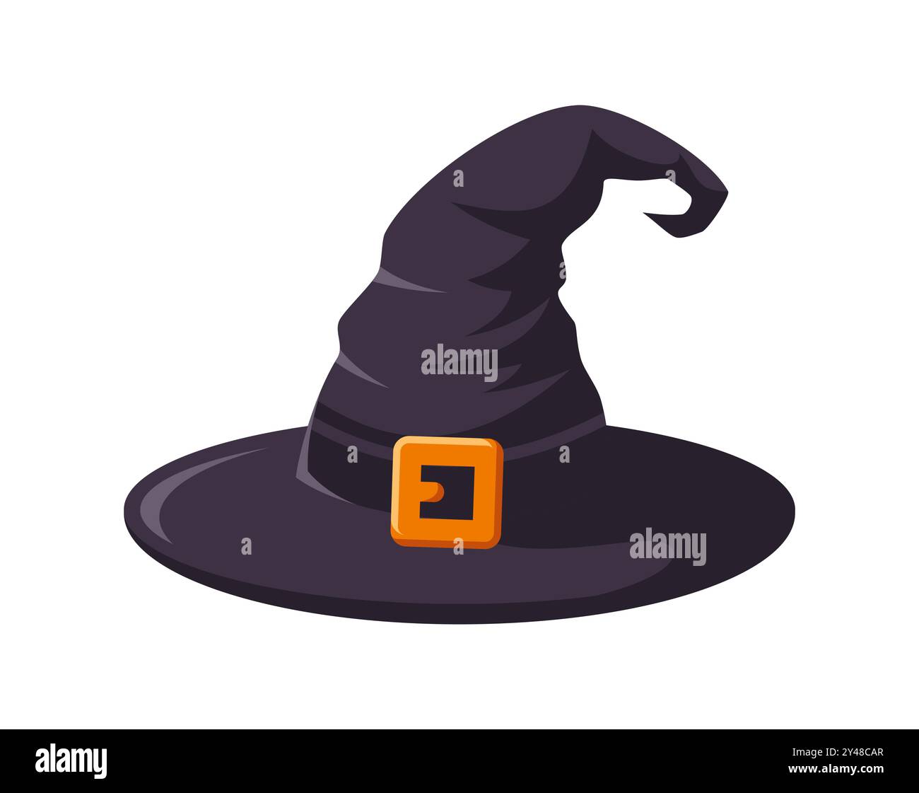 Cappello da strega di Halloween isolato su sfondo bianco. Illustrazione vettoriale piatta Illustrazione Vettoriale