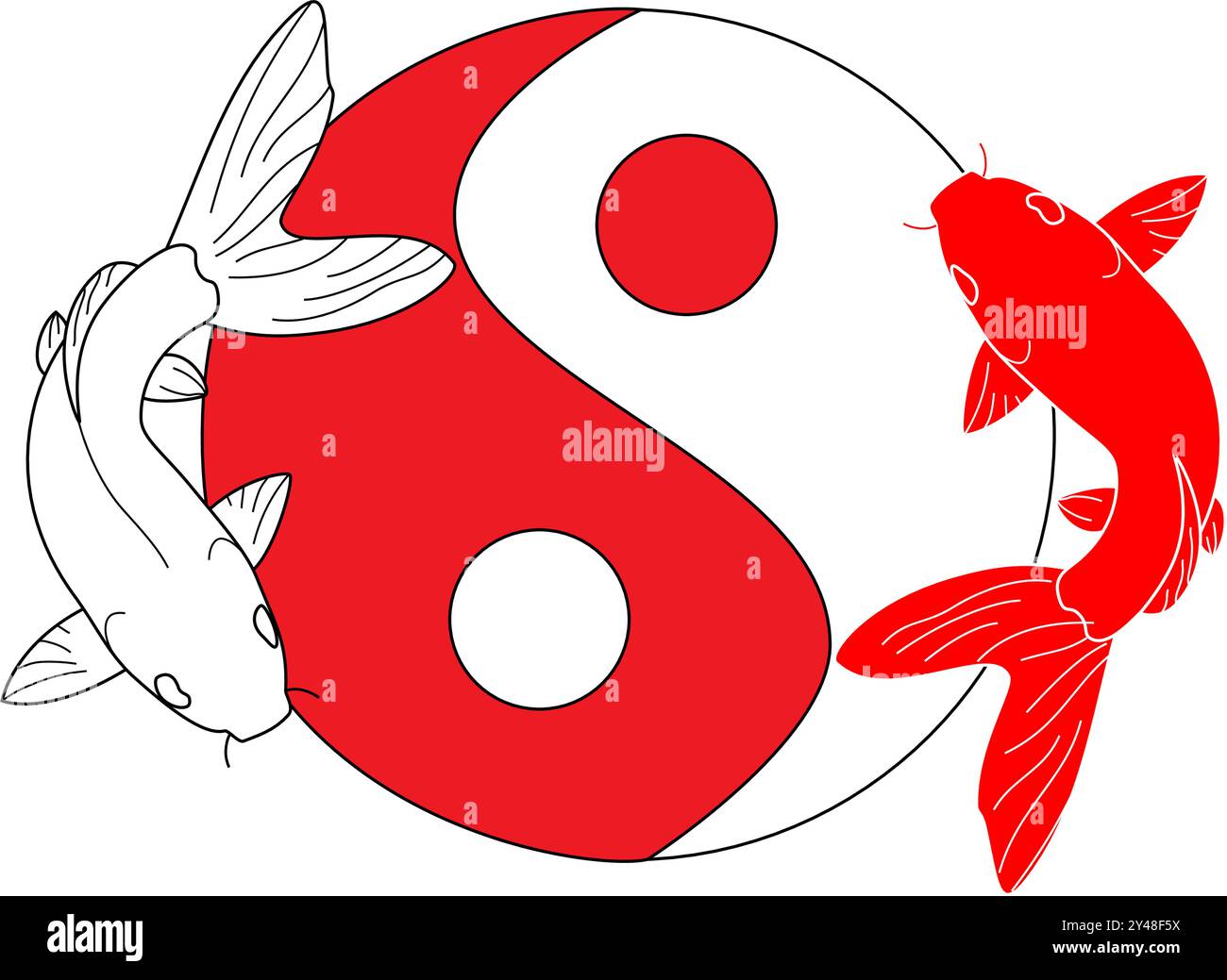 vettore di koi, yin e yang, ottimo per la progettazione Illustrazione Vettoriale