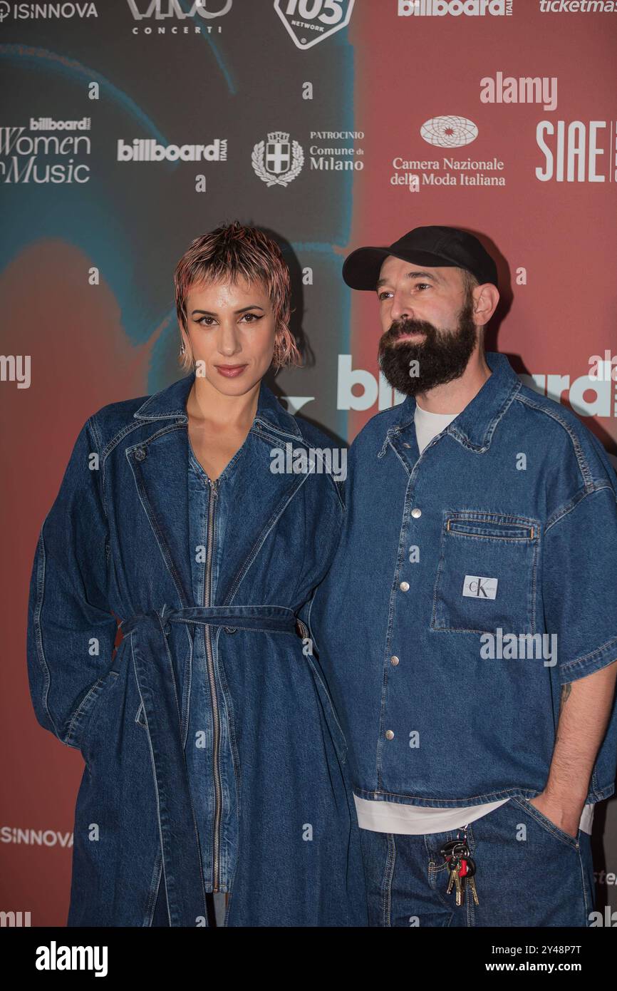 News - Bilboard Music Award, Red Carpet - photocall California e Fausto Lama aka coma cose partecipano a Billboard Women in Music Red Carpet Photocall al Teatro Manzoni durante Bilboard Music Award, Red Carpet - photocall, News in Milano, 16 settembre 2024 Milano Teatro Manzoni, Milano Italia Copyright: XLucaxMichelix/xLiveMediax LPN 1523423 Foto Stock