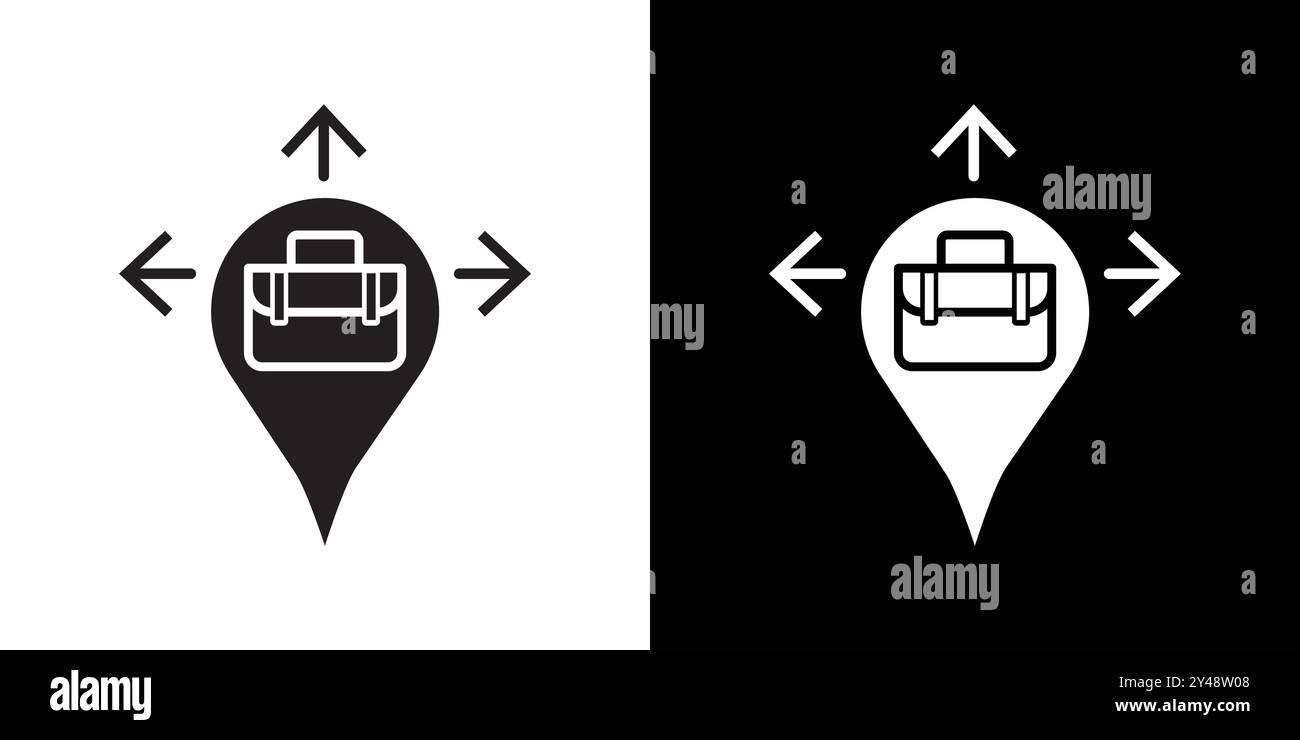 Icona di espansione aziendale Black line art Vector in bianco e nero, insegna di raccolta del set di contorni Illustrazione Vettoriale