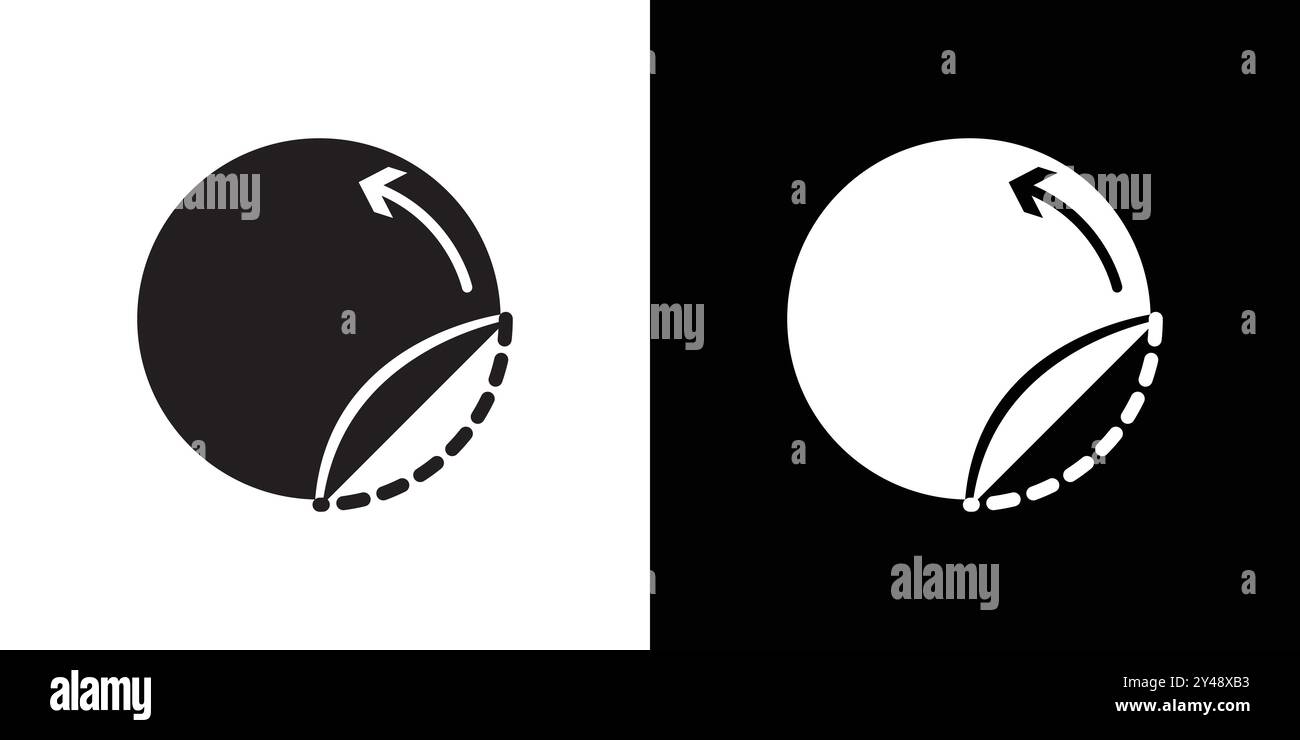 Icona adesiva a strappo vettore grafico linea nera con il simbolo della collezione set contorno bianco e nero Illustrazione Vettoriale