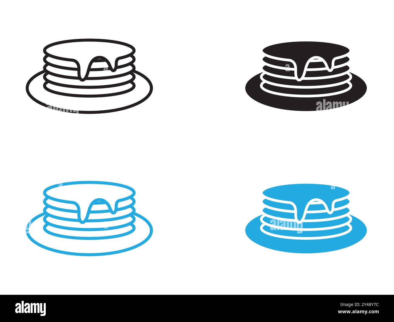 icona dei pancake linea vettoriale logo o set di simboli stile contorno collezione Illustrazione Vettoriale