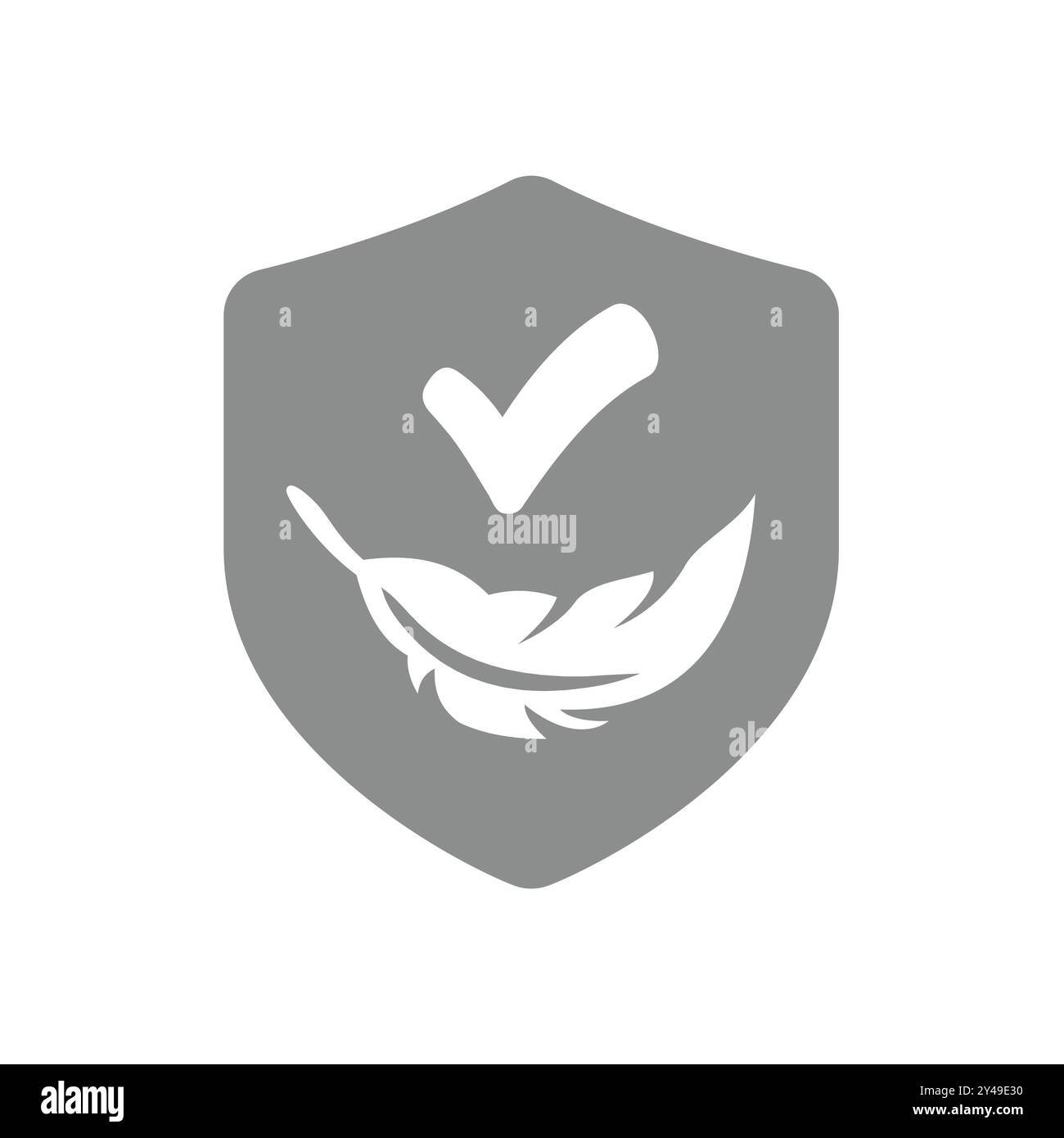 Icona leggera e vettoriale morbida. Etichetta con schermatura e piuma, leggera e morbida. Illustrazione Vettoriale