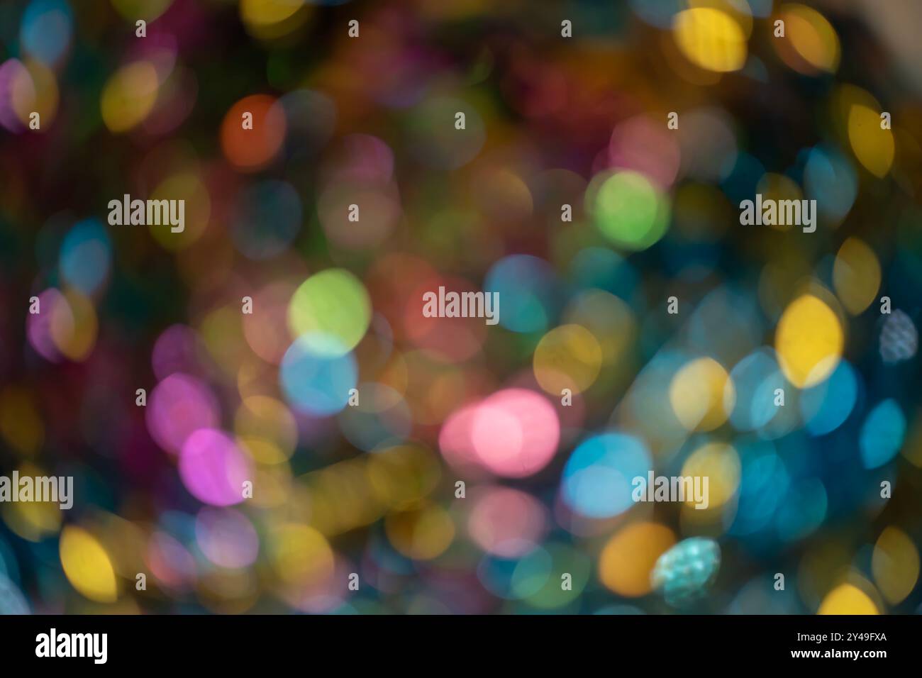 Bokeh circolare astratto dalla luce delle feste, sfondo astratto. luci sfocate sfondo bokeh Foto Stock