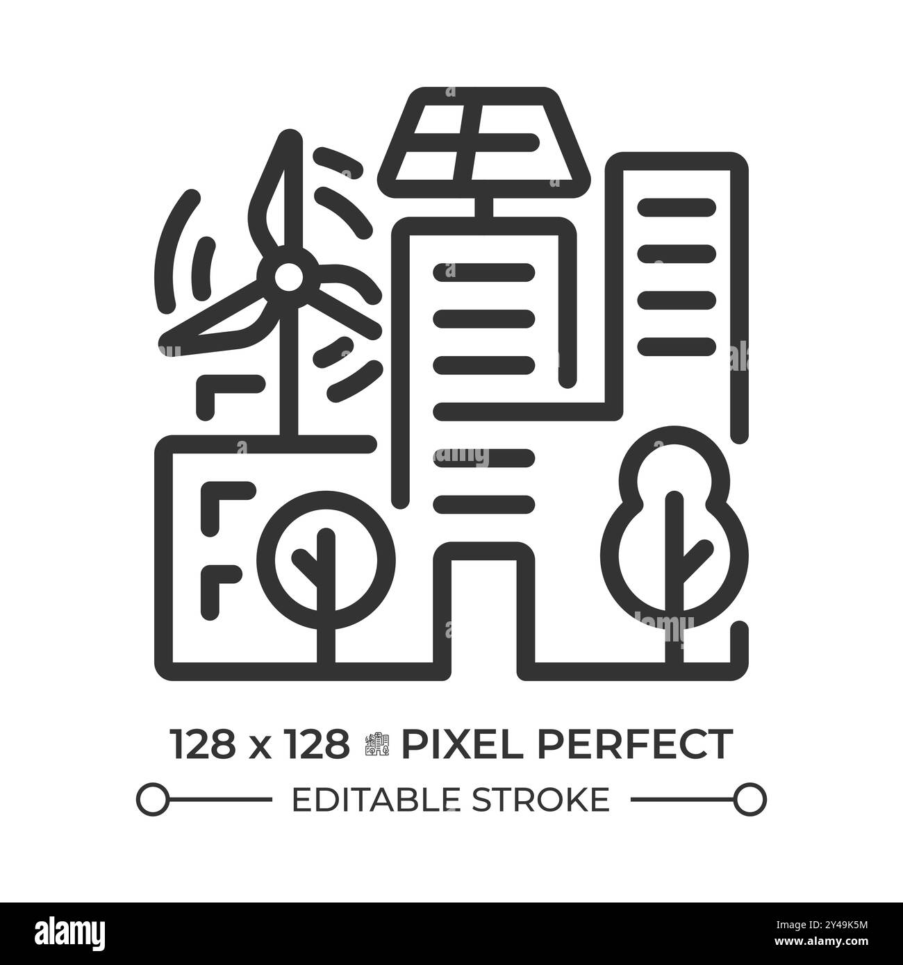 Icona lineare pixel Perfect per il design urbano sostenibile Illustrazione Vettoriale