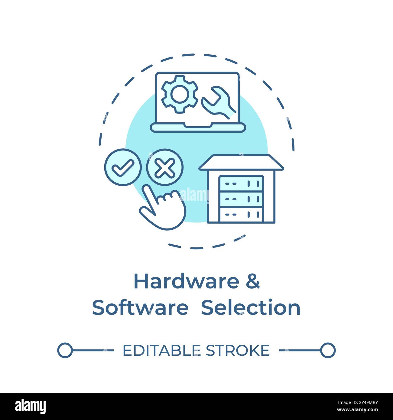 Icona Concept blu di selezione hardware e software Illustrazione Vettoriale