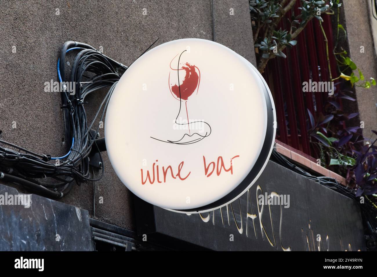 Cartello enoteca. Barcellona, Catalogna, Spagna Foto Stock