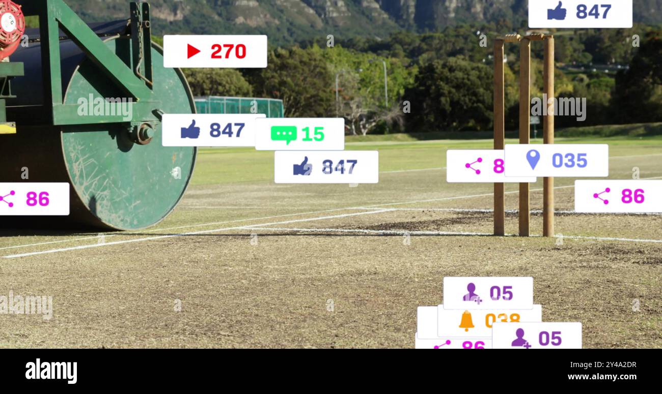 Immagine dell'elaborazione digitale dei dati sul campo di cricket Foto Stock