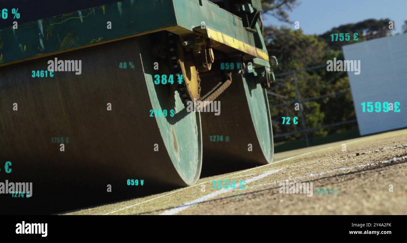 Immagine dell'elaborazione digitale dei dati sul campo di cricket Foto Stock